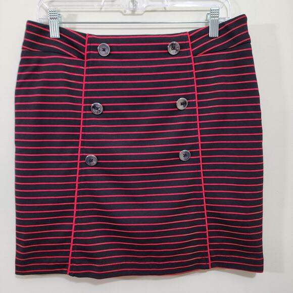 Lizzie Driver black with red stripes double button front golf skort woman size 6 - Picture 1 of 9